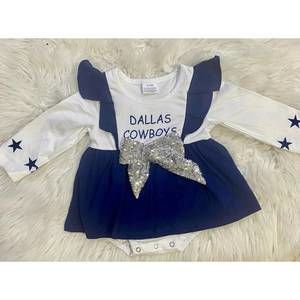 NEW KIDSCHARM girls dallas cowboys baby onesie in bold navy and white